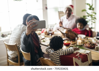 Family Having A Christmas Dinner