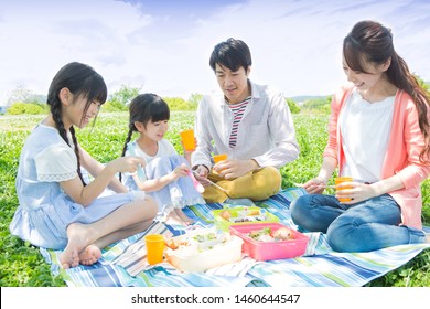 Family Having A Picnic In The Park