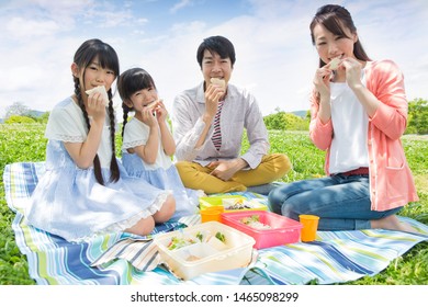 Family Having A Picnic In The Park