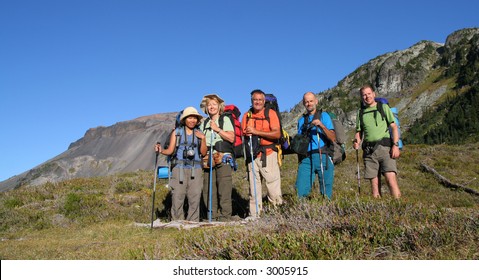 Family Hiking In The Callaghan Valley Of British Columbia. Canada.