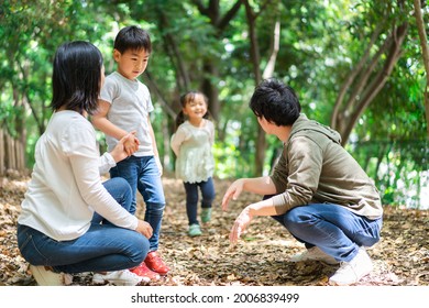 Family Hiking In The Mountains