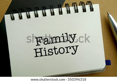 Family history memo written on a notebook with pen