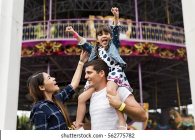 Family Holiday Vacation Amusement Park Togetherness