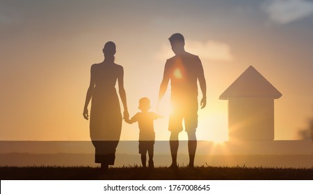 Family Home, Homeless Shelter And Real Estate, Housing, Mortgage. Foster Home Care, Family Day Care Concept.
