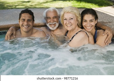 Family in Hot Tub