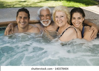 Family In Hot Tub Portrait.