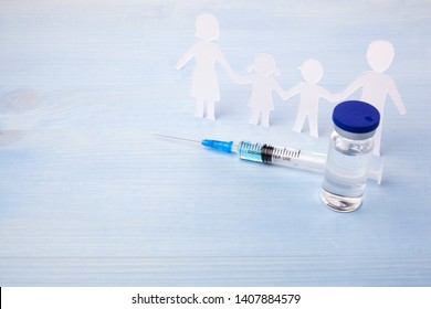 Family Immunization Concept. Flu Vaccine For Children.