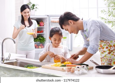 Family In Kitchen