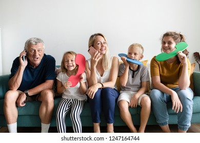 Family With Large Phone Icons