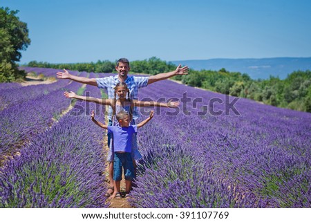 Family in a lavender field