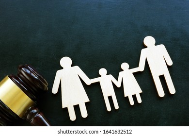 Family Law And Custody Concept. Family Shape And Gavel.