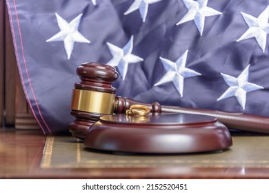 Family Law. Desktop Photograph Of Law Firm Specialising In Family Law With The United States Flag In The Background.