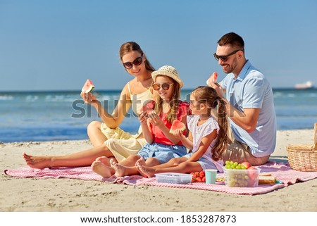 Similar – Foto Bild schöne Frau isst Wassermelone drinnen