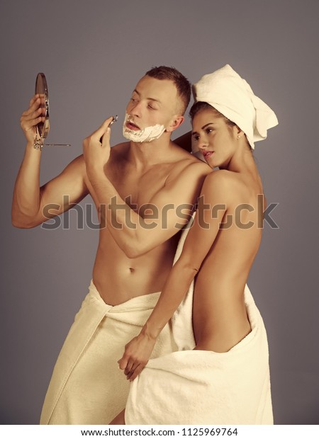 Naked family pics Family Morning Sexy Couple Bath Grooming Stock Photo Edit Now 1125969764