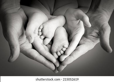 Family, Mother With Father Holding Baby Legs, Happy Memory