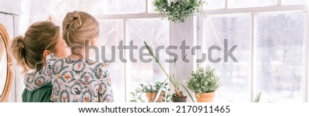 Similar – Woman makes bouquet in living room