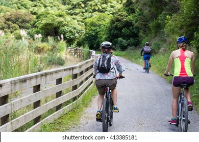 Family mountain bike cycling