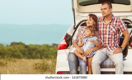 Family In The Mountains By Car