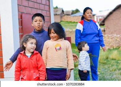 Family Of Native American People In The Countryside.