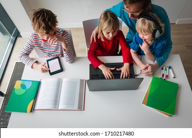 Familie für Fernunterricht zu Hause, Online-Bildung für Kinder