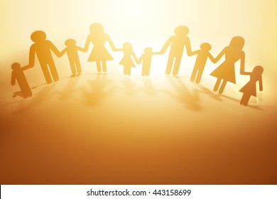 Family paper chain cutout holding hands - Shutterstock ID 443158699