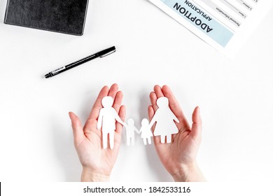 family paper figures in adopting concept on white background top view - Shutterstock ID 1842533116