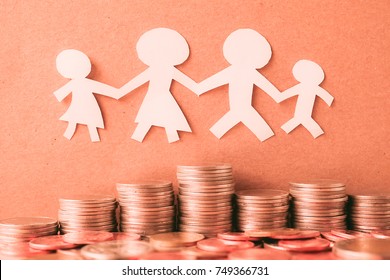 Family Paper Model And Row Of Coin For Finance About Family Concept 