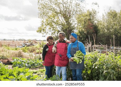 Family picking vegetables from their small urban garden and enjoying moments together - Powered by Shutterstock