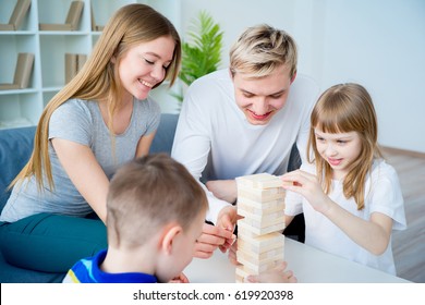 Family Playing Jenga