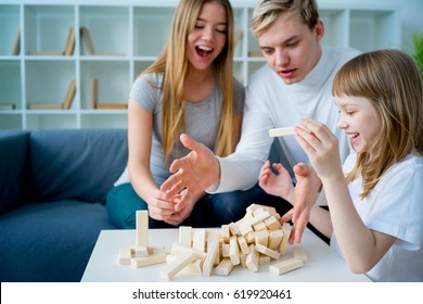 Family Playing Jenga