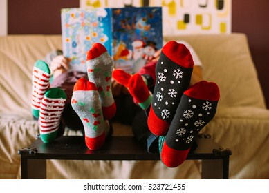 Family Reading Book With Children, Christmas Socks