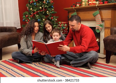 Family Reading Christmas Book Together