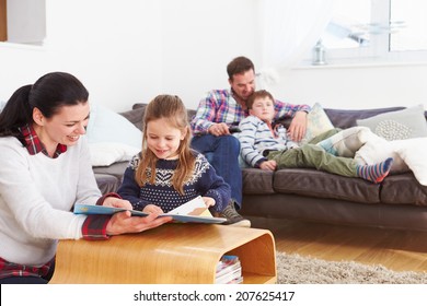 Family Relaxing Indoors Together