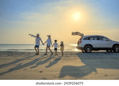 Family is relaxing together at the sea.Family traveling to the sea in summer.Go to the beach. - Powered by Shutterstock