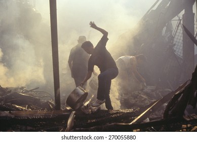 Family Salvaging Possessions After Riots, South Central Los Angeles, California