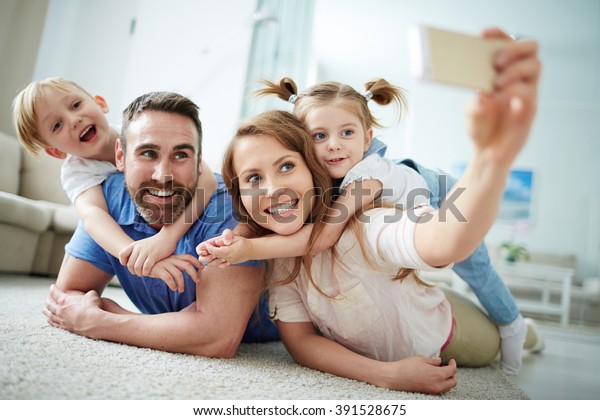 Family Selfie Stock Photo (Edit Now) 391528675