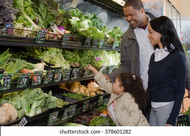 family shopping in a supermarket