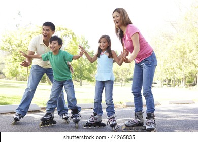 Family Skating In The Park