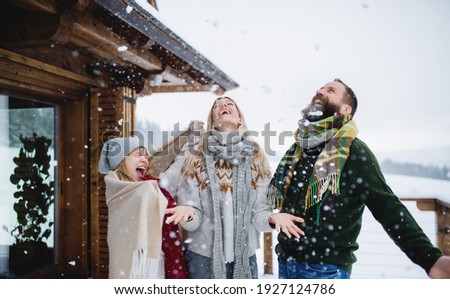 Similar – Wintergebirgslandschaft mit Schneezaun in der Sierra Nevada