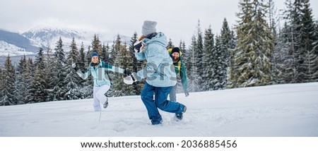 Similar – Wintergebirgslandschaft mit Schneezaun in der Sierra Nevada