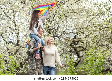 Family And Soldier In A Military Uniform