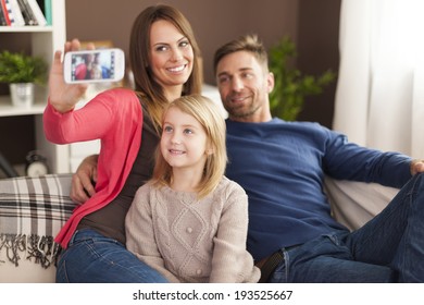 Family Taking Self Portrait Photography By Mobile Phone 