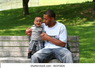 Family Time For African American Father And Son