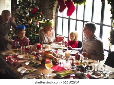 Family Together Christmas Celebration Concept Stock Photo 516502984 ...