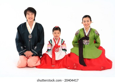 Family In Traditional Korean Dress