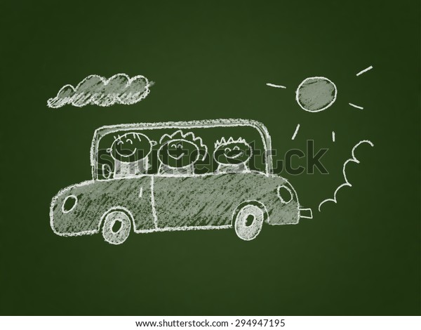 Family traveling in car\
vector