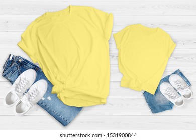 Family Tshirt Mockup Bundle, 13 Matching Parents Tee Newborn Toddler Bodysuit, Mommy And Me, Daddy And Me Kids Shirt Mock Up Bundle
