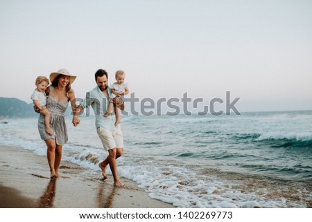 Similar – Image, Stock Photo Mother and toddler with mobile phone in hand