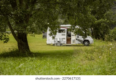 Family vacation travel RV, holiday trip in motorhome, Caravan car Vacation. - Shutterstock ID 2270617131
