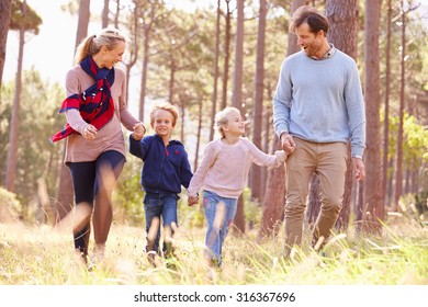 Family walking walking in the countryside
